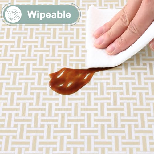 Misaya Waterproof Vinyl Rectangle Tablecloth 70x52 Inches with Flannel Backing - Light Khaki