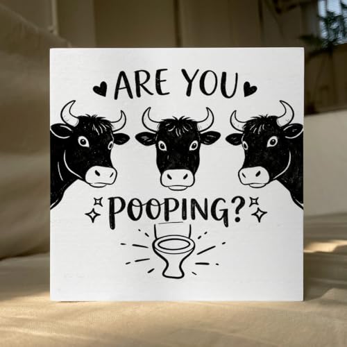 Rustic Wooden Box Sign - Funny 'ARE YOU POOPING?' Bathroom Decor
