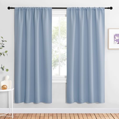 NICETOWN Vintage Blue Blackout Curtains 2 Panels 42x72 Inches Room Darkening