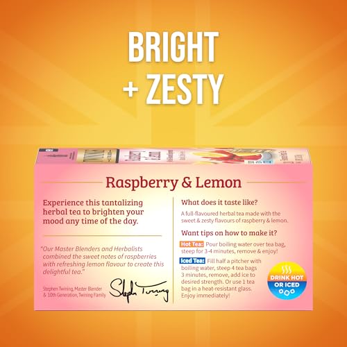 Twinings Raspberry & Lemon Herbal Tea Bags, 20 Count (Pack of 6)