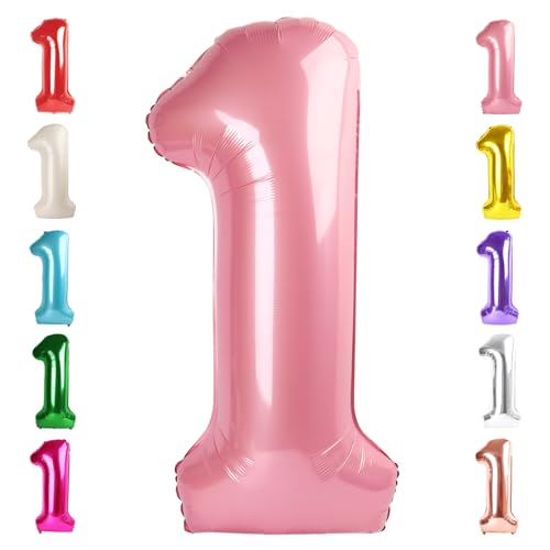 40-Inch Number 1 Balloon - Pearl Pink Birthday Party Decoration