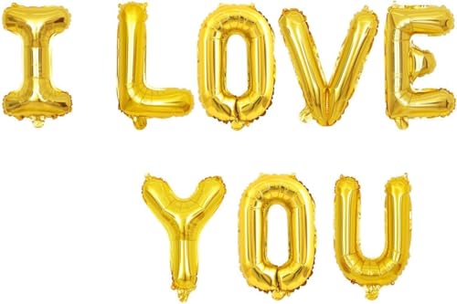 I LOVE YOU Balloons - Mother's Day Party Decorations (Gold)