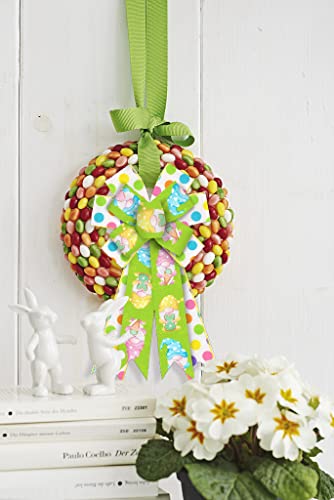 ABTOLS Large Spring Wreath Bows Easter Bunny Door Decor