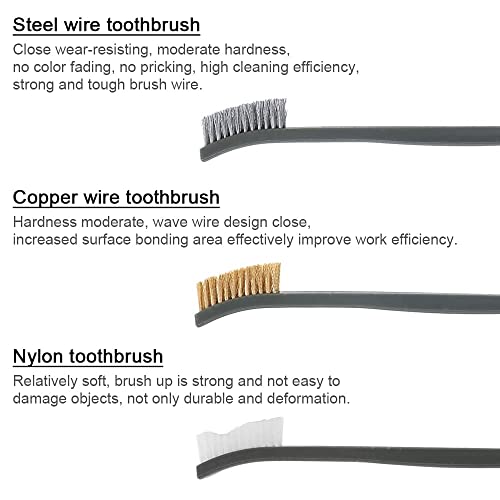 Mini Wire Brush Set - 3 Pack for Cleaning Paint, Rust & Dirt