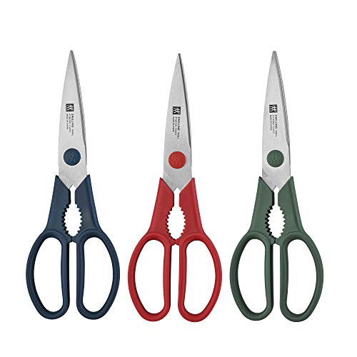 ZWILLING Now S 3-Piece Kitchen Shears Set, Multi-Purpose Stainless Steel Scissors with Ergonomic Handles, Blue, Red and Green