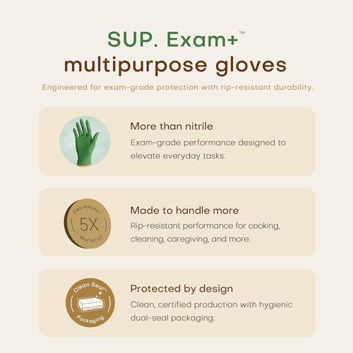 SUP Powder-Free Nitrile Exam Gloves - 100 Count Latex-Free for Food & Medical Use