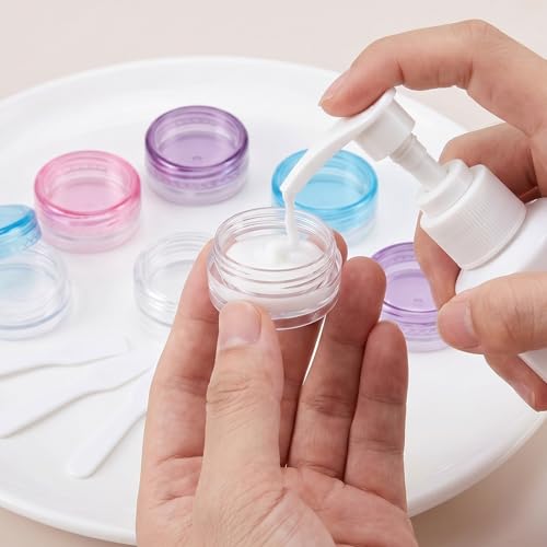 Small Travel Containers 12 Pcs 2g Mini Clear Jars with Colorful Lids for Cream Makeup Samples