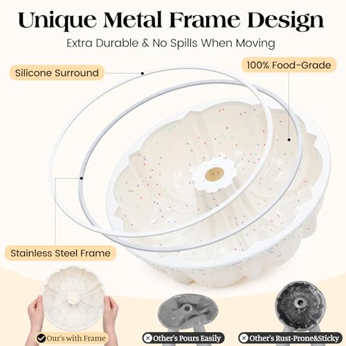 Vinino 9.5 Inch Fluted Tube Cake Pan with Metal Frame - Classic Regular