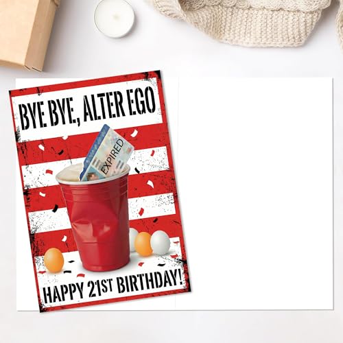 Funny 21st Birthday Card - Finally Legal Fake ID Joke Design with Envelope