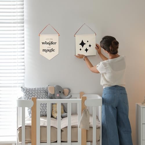 KIBAGA Nursery Wall Decor Signs Set - Inspiring Canvas Banners for Kids