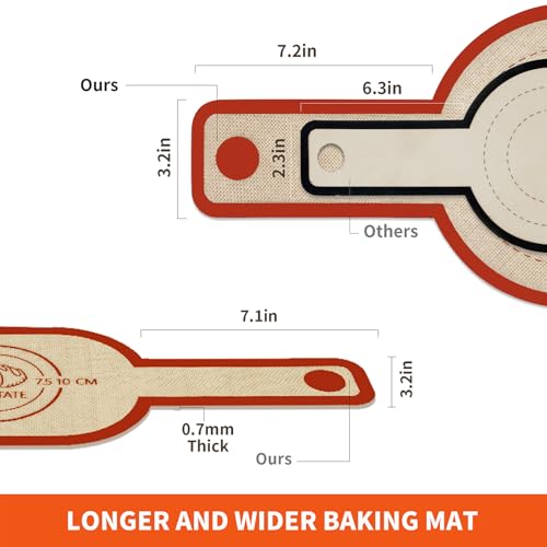 PLAPITATE Silicone Bread Sling Set - 2 Crimson Baking Mats with Long Handles