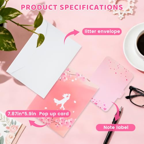 3D Cherry Blossom Bridge Pop-Up Card - Romantic Couple Anniversary & Valentine Greeting Card