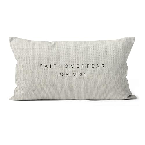 Inspirational Christian Pillow Cover - Faith Over Fear, 18x18