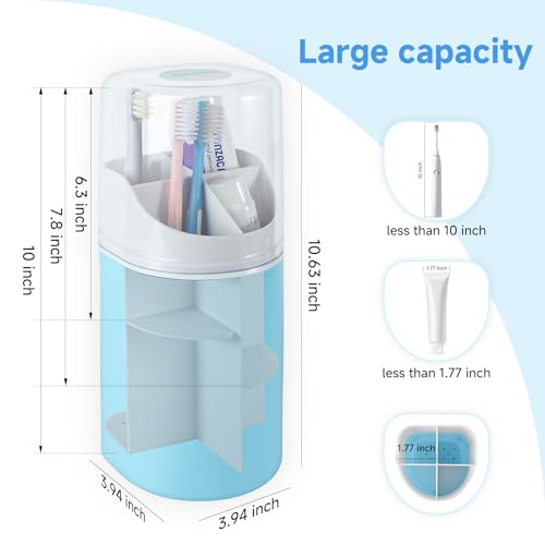 Wall-Mounted Toothbrush Organizer with Cover - 4 Slots