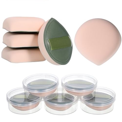 Qianyu 5Pcs Makeup Sponge Set Latex-Free Cosmetic Sponges with Storage Box