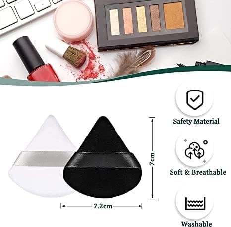 Black Velour Triangle Powder Puffs for Face Makeup 4-Piece Set