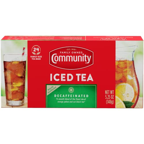 Community Coffee Decaf Iced Tea, Family Size Tea Bags, 24 Count