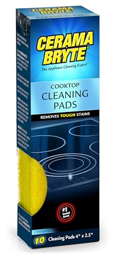 Cerama Bryte Cooktop Cleaning Pads - 10 Non-Abrasive Scrubbing Pads for Glass & Ceramic Surfaces
