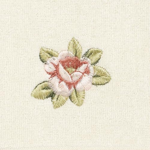 Avanti Linens Rosefan Ivory Wash Cloth - 1pc Elegant Floral Embroidered Cotton