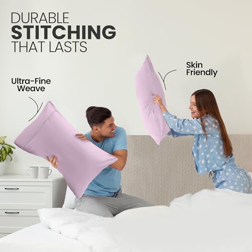 Queen Size Pillow Cases Set of 2 - Ultra Soft Lavender Covers