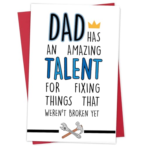 Funny Father's Day Greeting Card with Envelope and Sticker for Dad