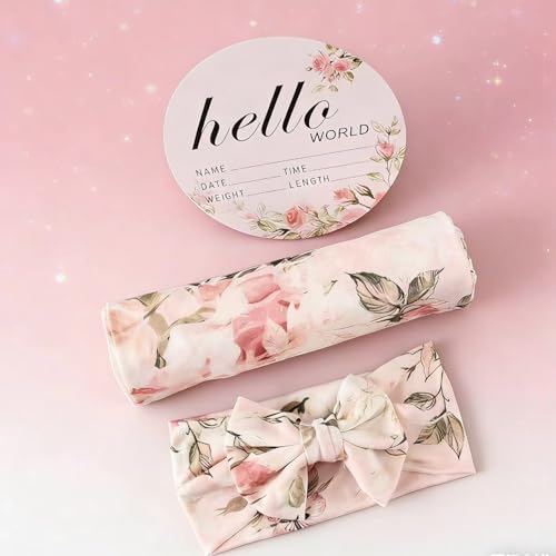 Galabloomer Vintage Newborn Receiving Blanket & Headband Set