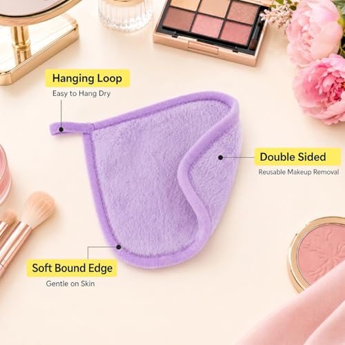 Sukh Reusable Makeup Remover Pads - 7-Pack Microfiber Face Wash Cloths