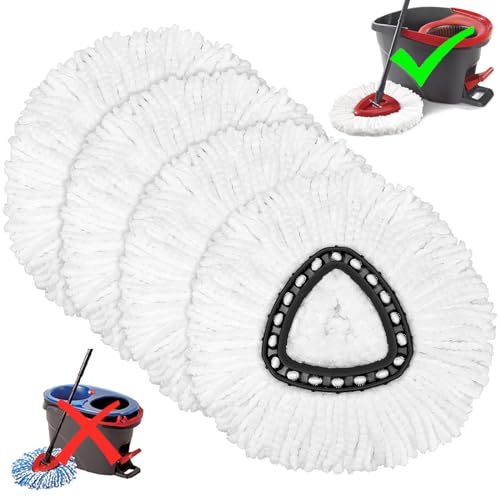 Tidy Monster Microfiber Mop Head Replacements for O-Cedar Spin Mop, 4 Pack