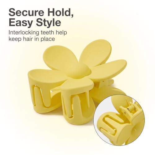 BWESOO Yellow Flower Hair Claw Clip - Non-Slip Plastic Jaw Clip
