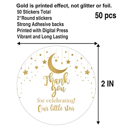 50 Gold Star Thank You Stickers for Baby Shower Favors
