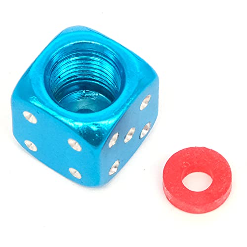 5-Piece Dice Shape Tire Valve Stem Caps - Universal Blue Valve Covers