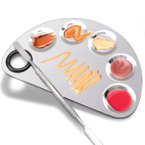 Stainless Steel Makeup Mixing Palette and Spatula Set for Cosmetics