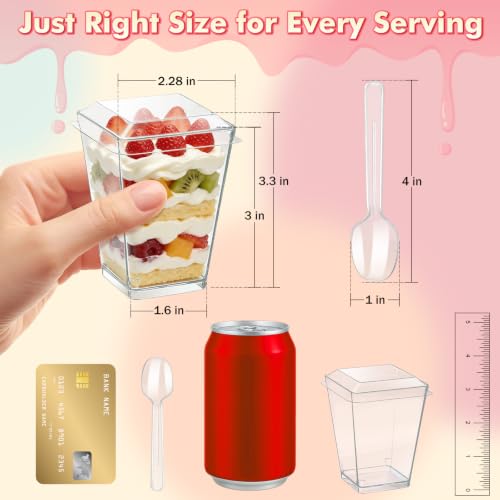 5oz Clear Plastic Dessert Cups with Lids & Spoons - 20 Pack