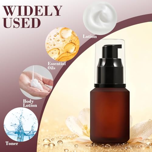 Ericotry 30ml Rose Red Frosted Glass Pump Bottle for Cosmetics and Travel
