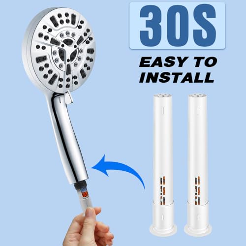 Amorix 2 Pack Handheld Shower Filter for Hard Water - White, Replacement Set