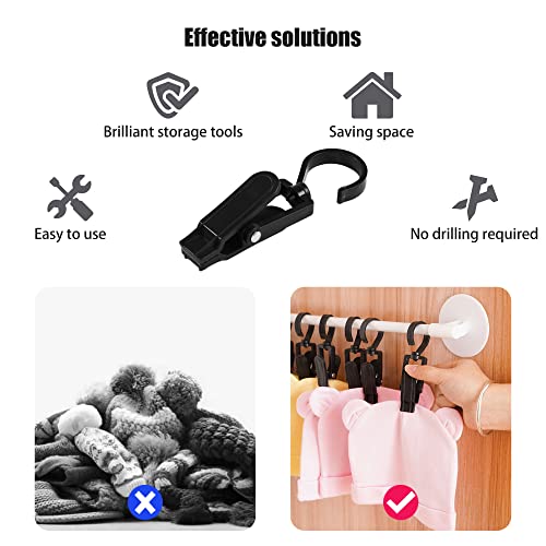 Heavy-Duty Rotating Laundry Hook Clips - 10 Pack Black Organizer
