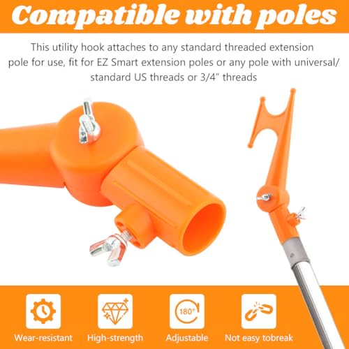 Adjustable Utility Hook for Extension Poles - Multi-Purpose Light Hanging