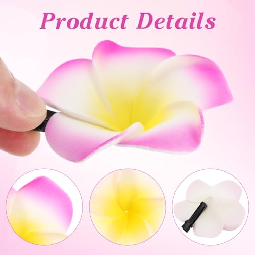 Angoily Hawaiian Plumeria Hair Clips 12 Pack 2.36 Inch Flower Barrettes