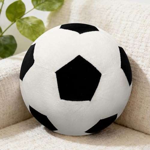 Fluffy Soccer Pillow - 8" Plush Decorative Soccer Ball for Kids