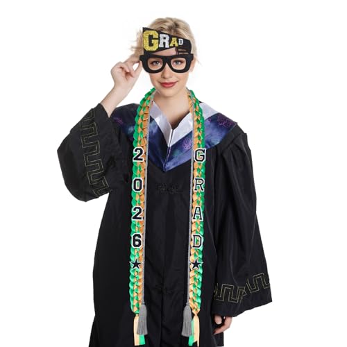 2026 Graduation Ribbon Lei Set with Tassel & Embroidery Patches