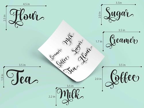 6 PCS Waterproof Kitchen Labels for Sugar, Flour, Coffee, Tea
