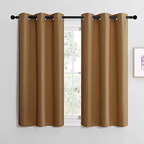 NICETOWN Blackout Curtains, 42x50 Inch Thermal Insulated Panels, Gold Brown