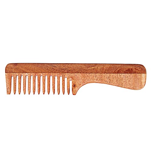 SVATV Handcrafted Neem Wood Hair Comb for Anti-Static Detangling