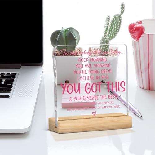 Inspirational Acrylic Desk Sign - Pink 07 Motivational Affirmation Plaque
