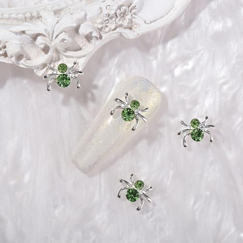 36 Pcs Halloween Spider Nail Charms Metal Rhinestones Alloy Art Decor