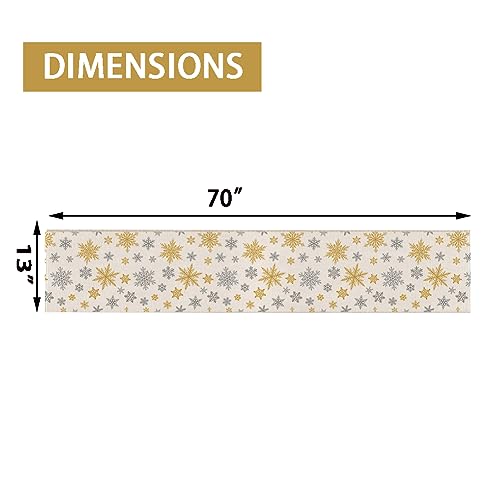 Christmas Snowflake Table Runner 13x70 Inch Holiday Kitchen Decor