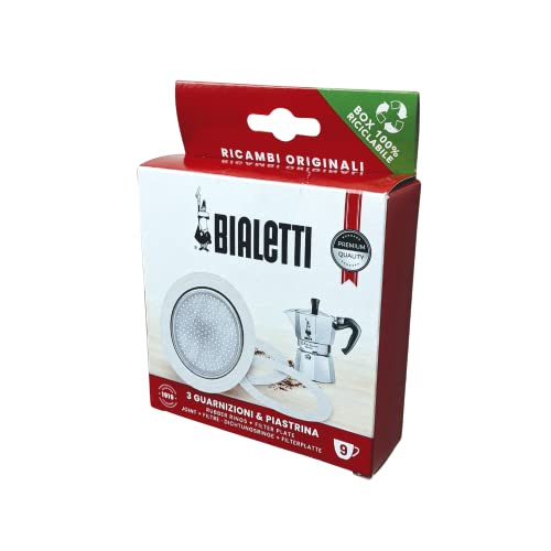 Bialetti Replacement Gasket & Filter Plate Set for 9-Cup Moka Pot