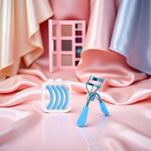 GOUDOGEDC Blue Eyelash Curler with 4 Replacement Silicone Pads