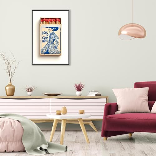 Vintage Chinoiserie Indigo Matchbox Canvas Wall Art 8x12in