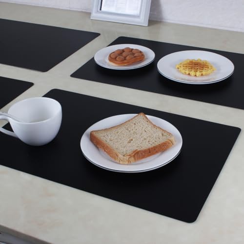 Black Placemats Set of 4 - Wipeable & Waterproof Table Mats